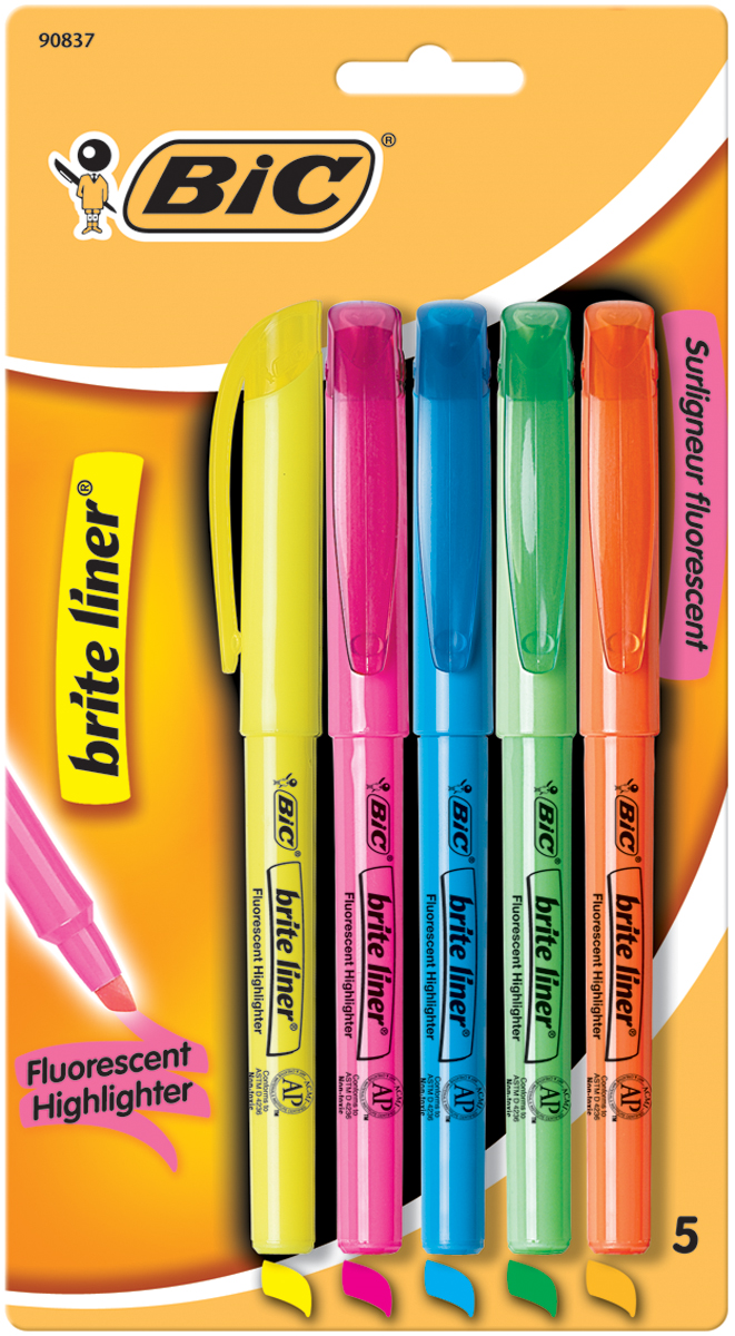 Image of Bic Brite Liner Highlighters 5pk (SKU 100081647) Image of Bic Brite Liner Highlighters 5pk (SKU 100081647)