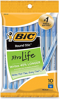Bic Round Stic Xtra Life Pens 10pk