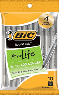 Bic Round Stic Xtra Life Pens 10pk