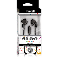 Maxell Earbuds with Mic, Black