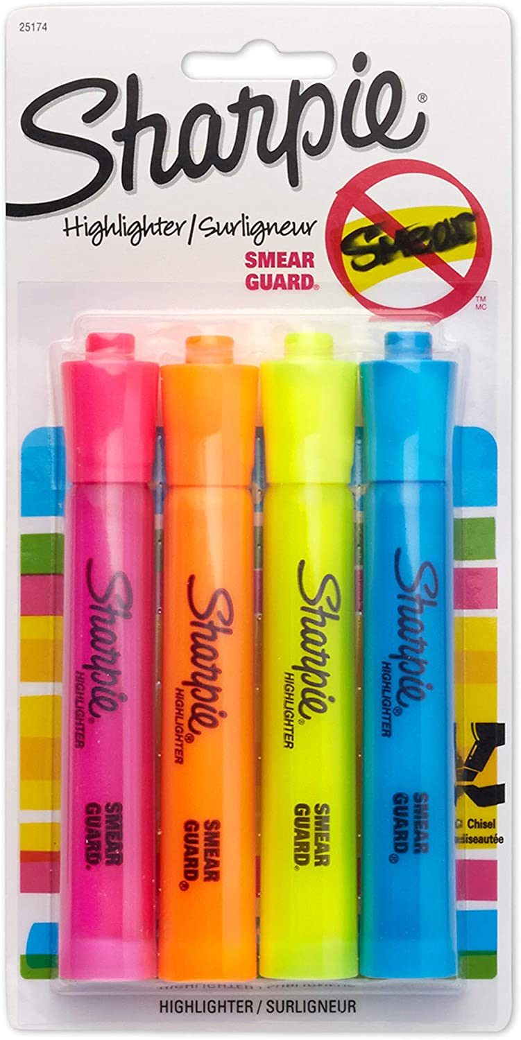Sharpie Smear Guard Highlighter 4pk Delta College Bookstore